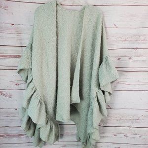 Fuzzy Ruffle Shawl One Size Fits All Gray